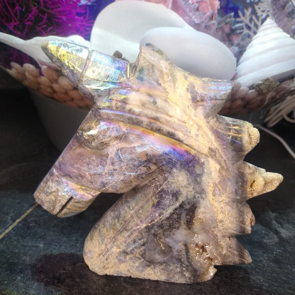 Carved figurine Unicorn made from Aura Sphalerite